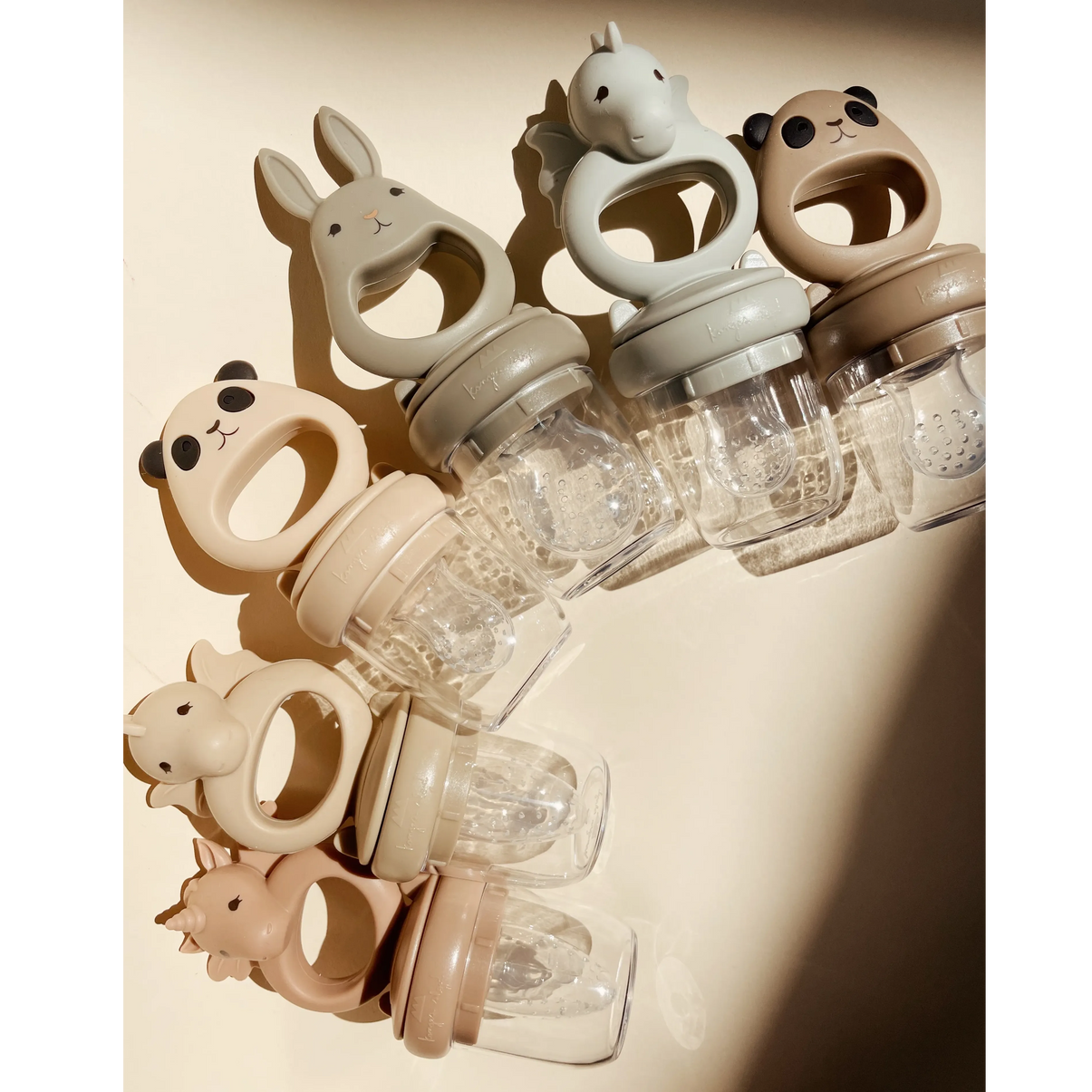 2 Pack Fruit Feeding Pacifier Unicorn And Panda - Shell/Blush