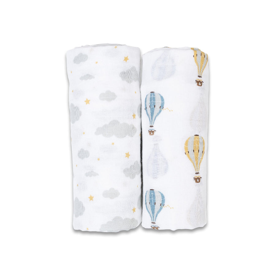 2-pack Cotton Swaddles - Hot Air Balloon