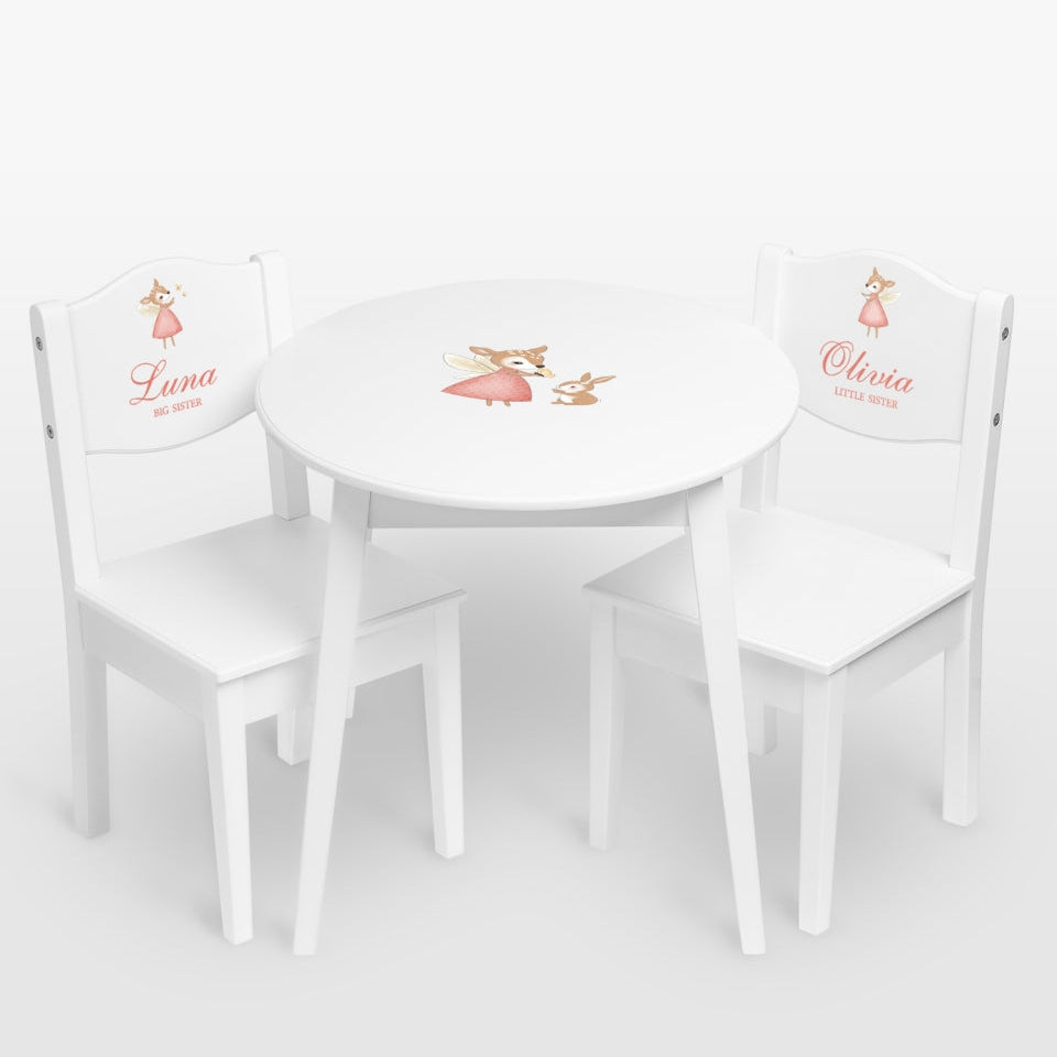Table & Chairs White - Nordic Deer (Personalised) PRE ORDER