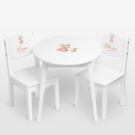 Table & Chairs White - Nordic Deer (Personalised) PRE ORDER