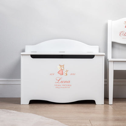 Keepsake Storage Chest Named White - Nordic Deer (Personalised) PRE ORDER