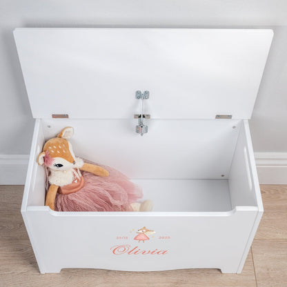 Storage Chest Named White - Nordic Deer (Personalised) PRE ORDER