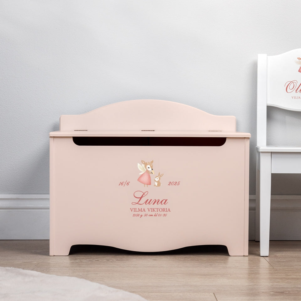 Keepsake Storage Chest Named Pink - Nordic Deer (Personalised) PRE ORDER