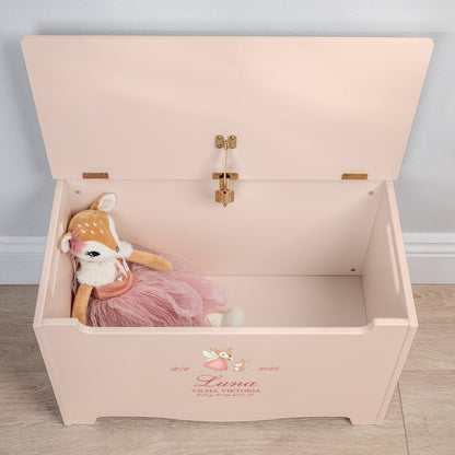 Keepsake Storage Chest Named Pink - Nordic Deer (Personalised) PRE ORDER