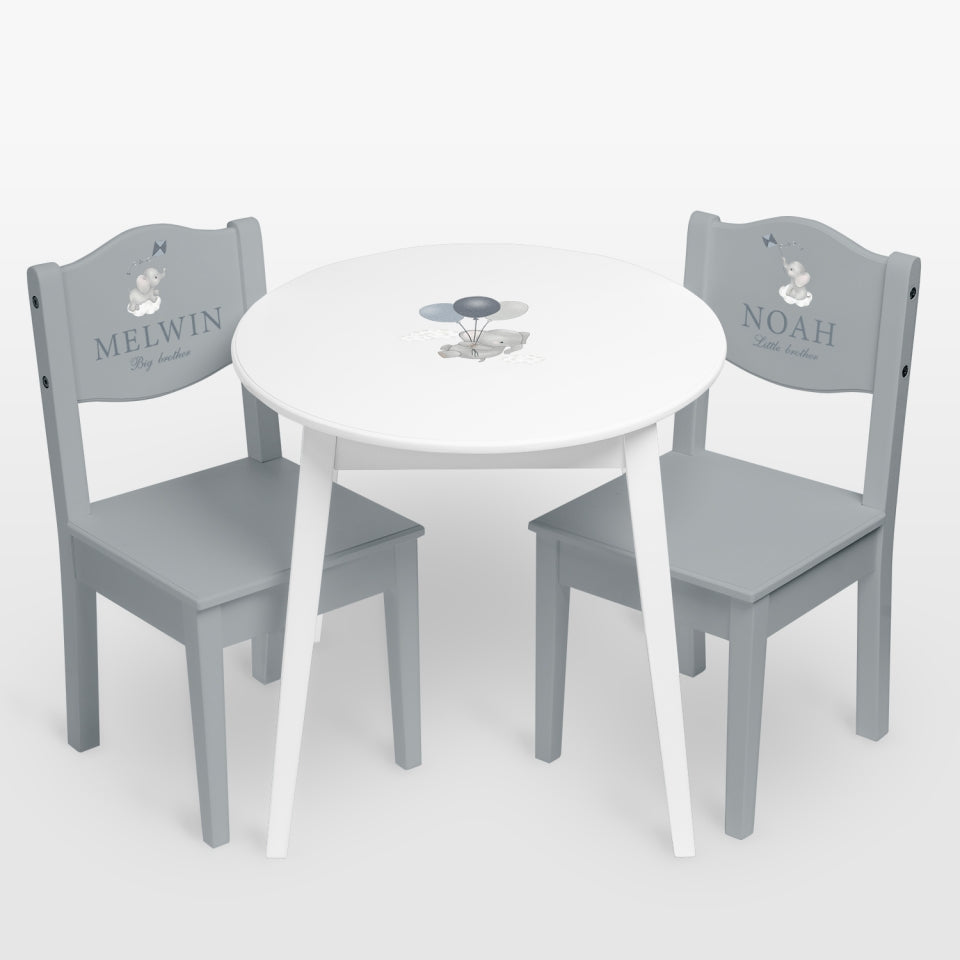 Table & Chairs Elephant Blue - Dream - (Personalised) PRE ORDER