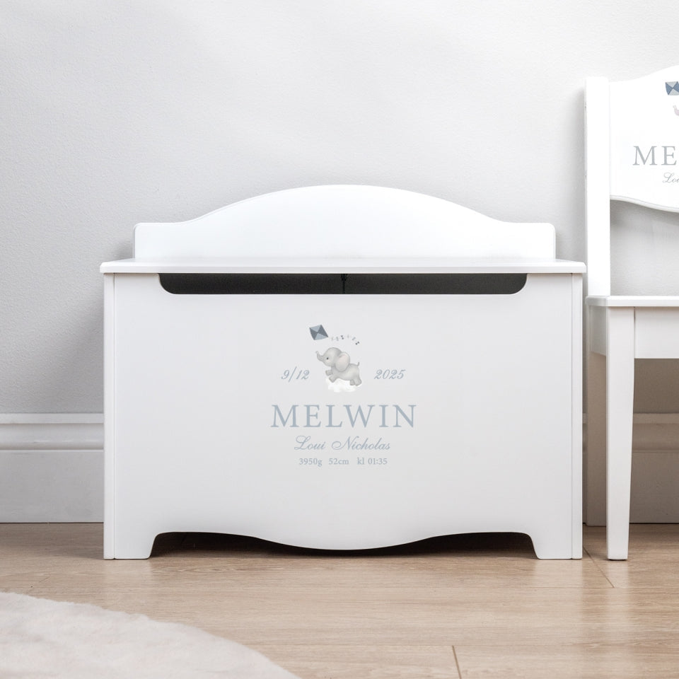 Keepsake Storage Chest Named Elephant White - Dream (Personalised) PRE ORDER