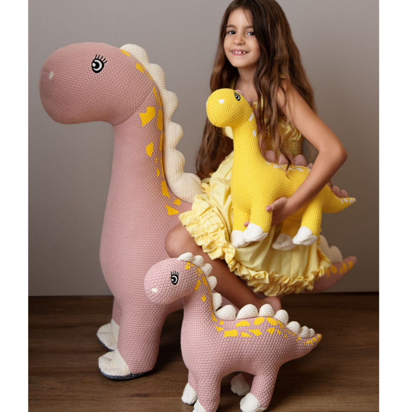 Pink Mama & Baby Dino: Unique Crochet Collection