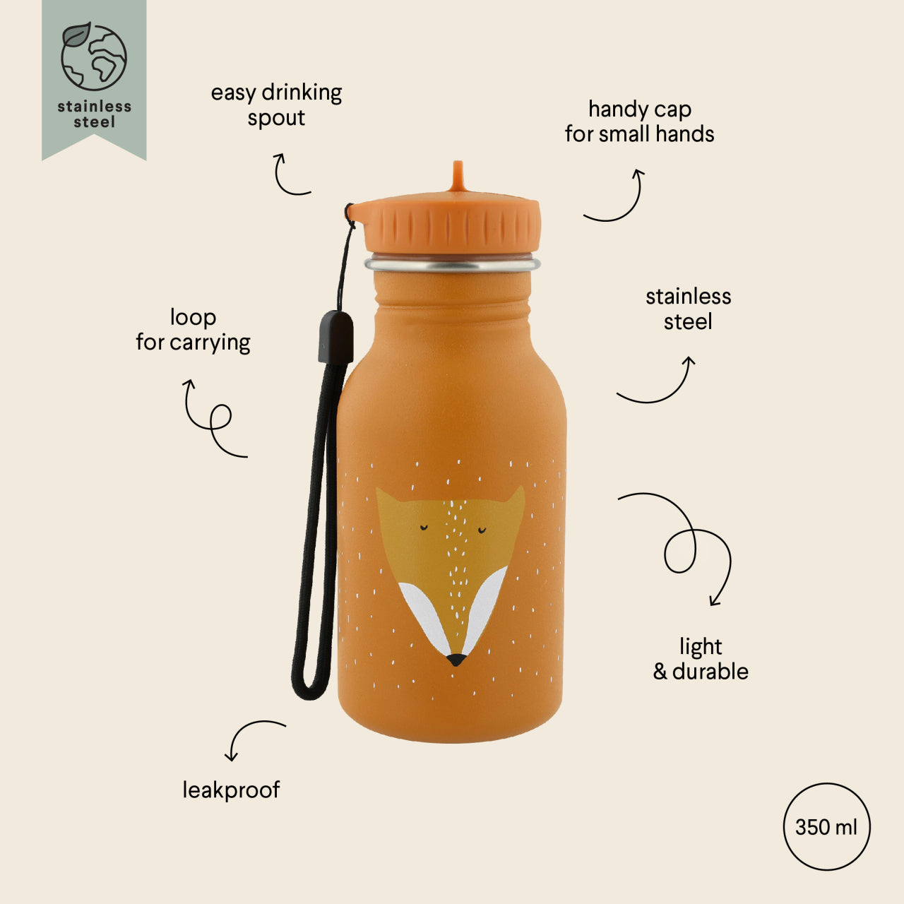 Water Bottle 350ml - Mr. Fox