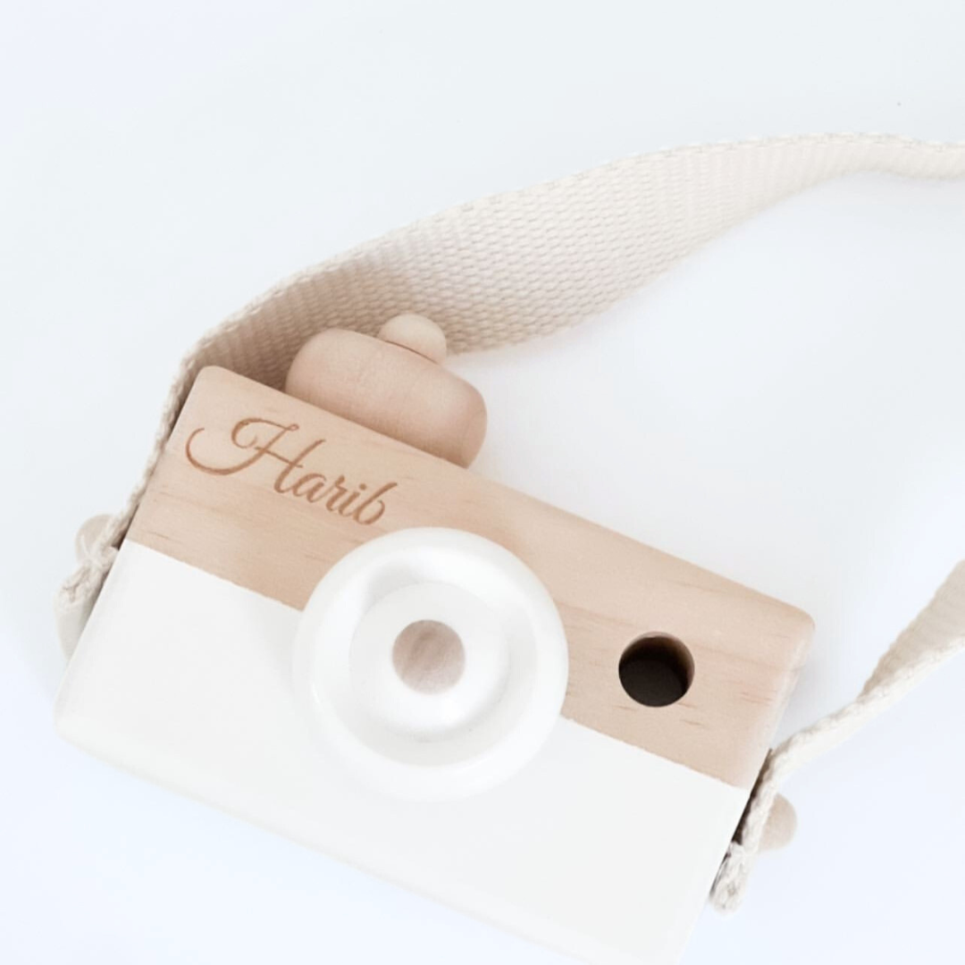 Personalized Wooden Camera Toy Brown