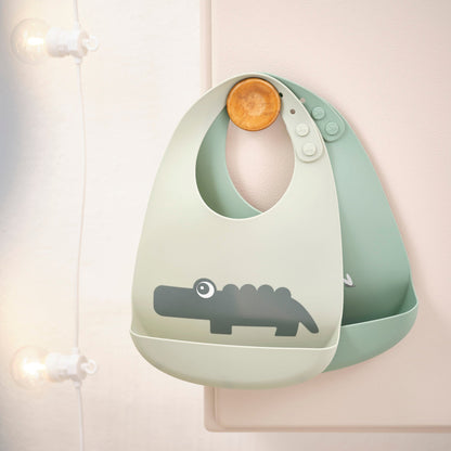 Silicone Bib 2-Pack Croco Green