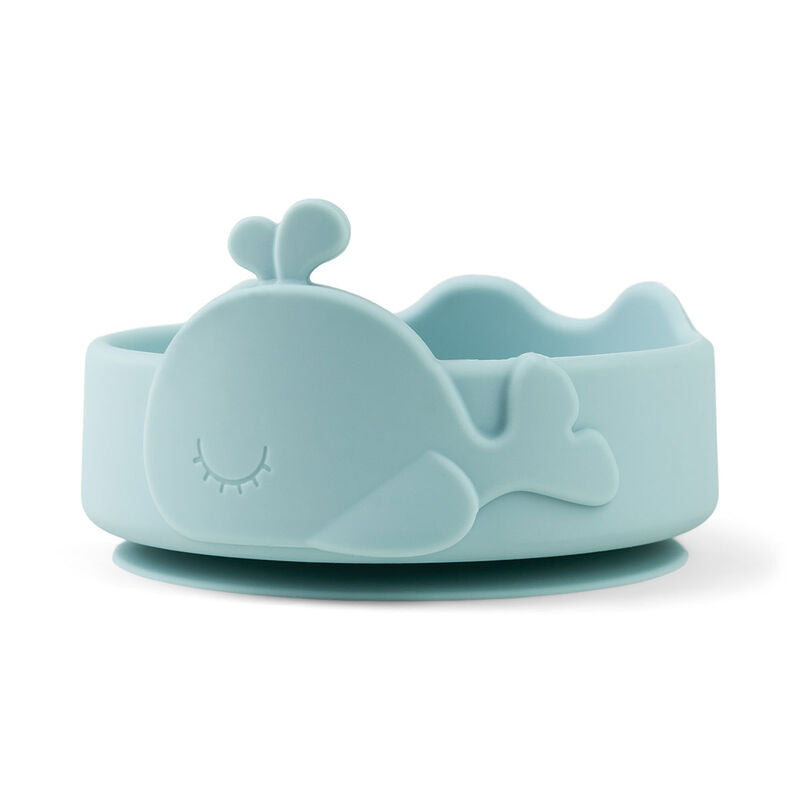 Silicone Stick&Stay Bowl & Baby Spoon Wally Blue