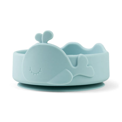 Silicone Stick&Stay Bowl & Baby Spoon Wally Blue
