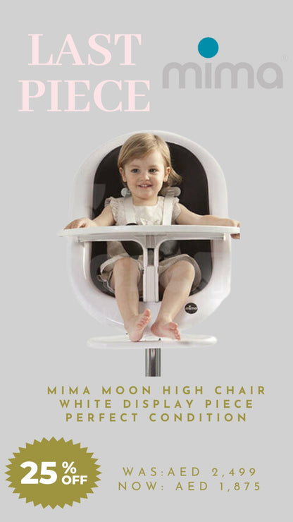 Display piece (perfect condition) Mima Moon Full Set (Highchair + Seat Pad + Cushion Set) - Black with White Frame