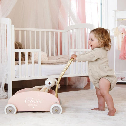 Learn To Walk Stroller Named Pink/Gold(Personalised) PRE ORDER