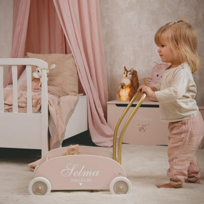 Learn To Walk Stroller Named Pink/Gold(Personalised) PRE ORDER