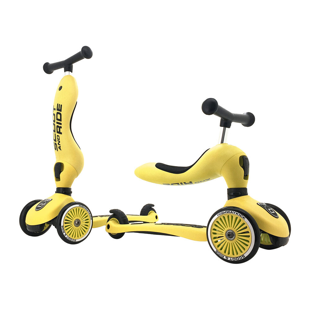 2-in-1 Scooter Highwaykick 1 Lemon with Helmet