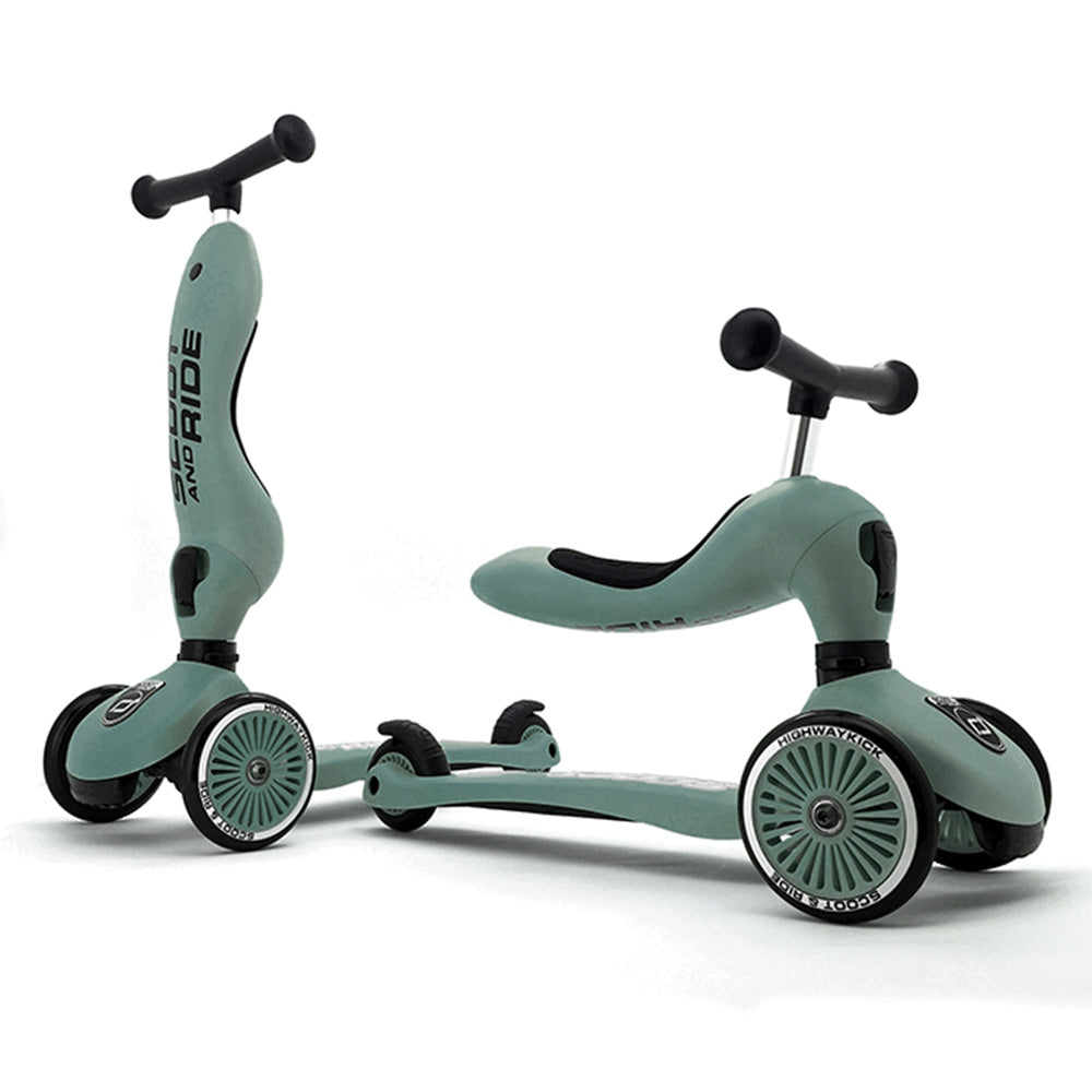2-in-1 Scooter Highwaykick 1 Forest with Helmet