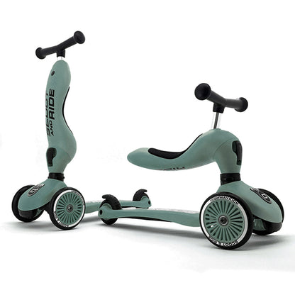 2-in-1 Scooter Highwaykick 1 Forest with Helmet