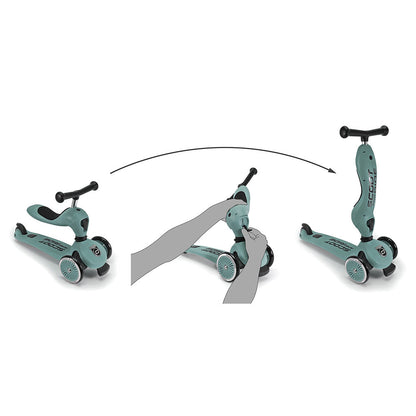 2-in-1 Scooter Highwaykick 1 Kiwi with Helmet