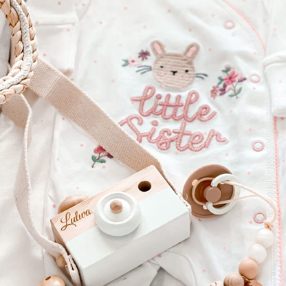 Personalized Wooden Camera Toy Brown