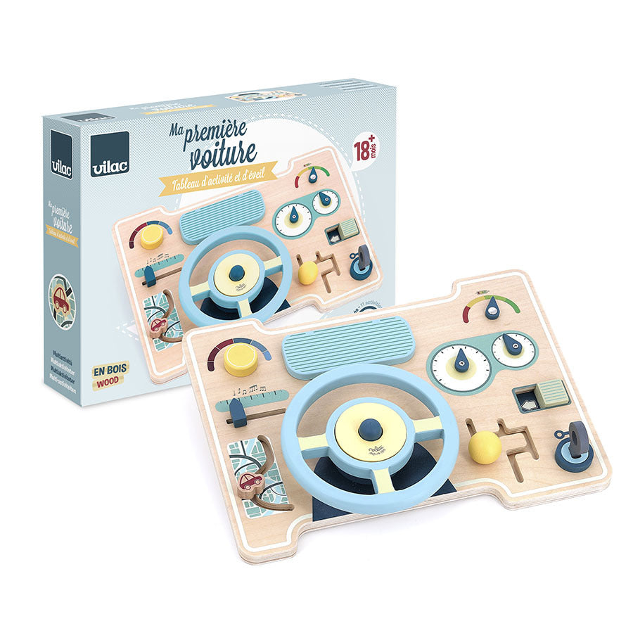 Wooden Early Learning Toy – Multi-Activity Dashboard