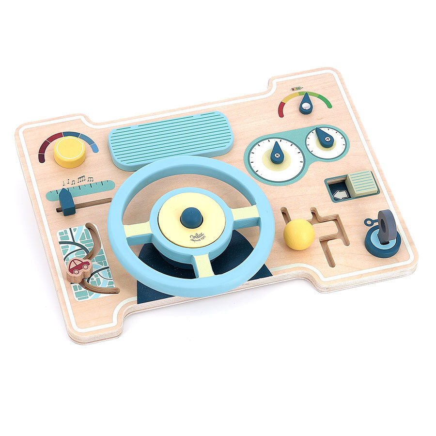 Wooden Early Learning Toy – Multi-Activity Dashboard