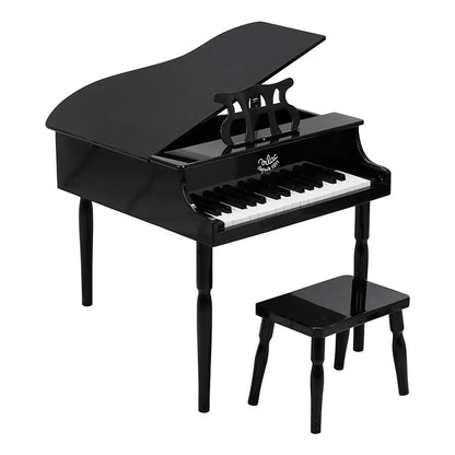 Black Grand Piano with 30 Keys and Sheet Music