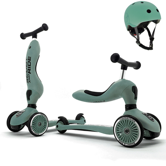 2-in-1 Scooter Highwaykick 1 Forest with Helmet