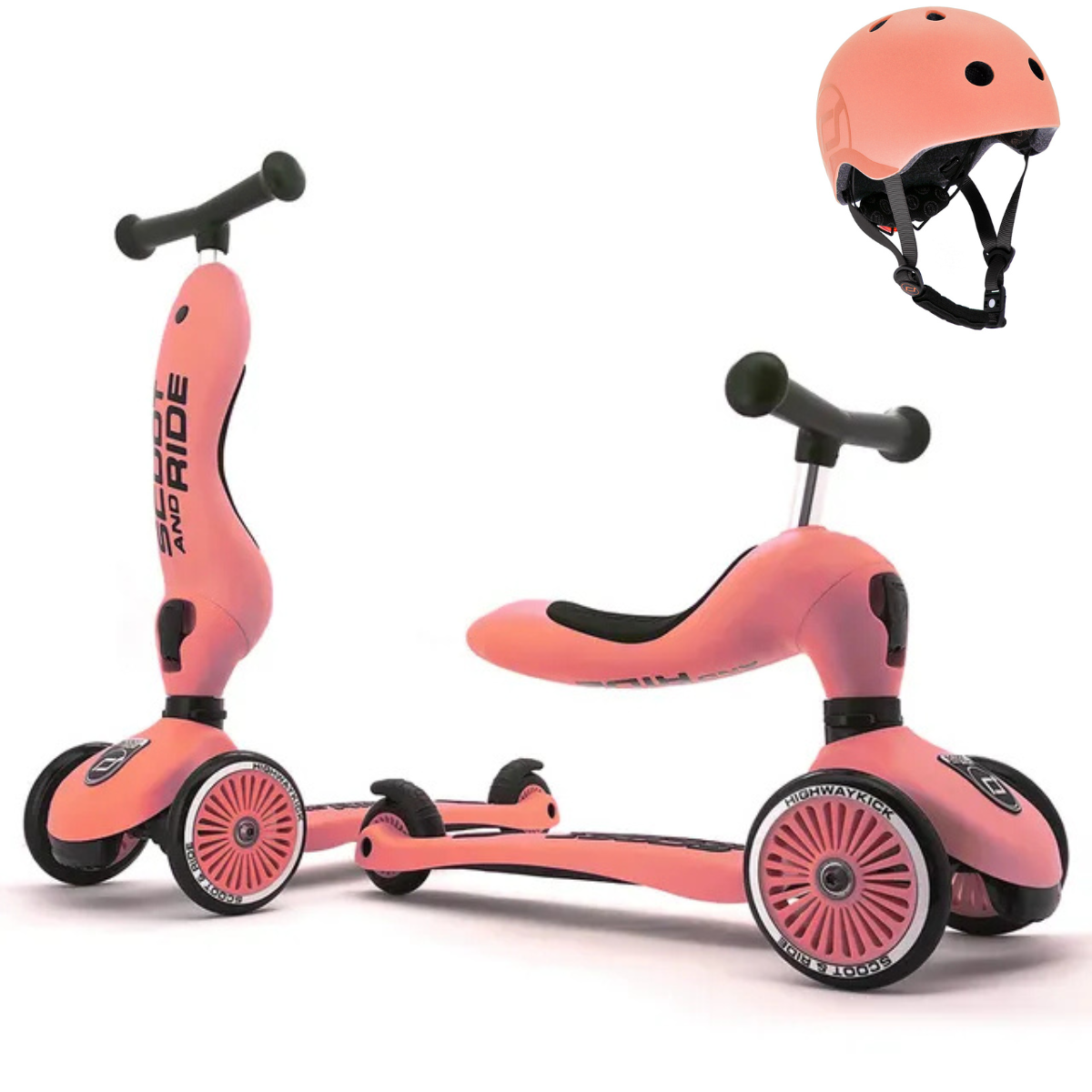 2-in-1 Scooter Highwaykick 1 Peach with Helmet