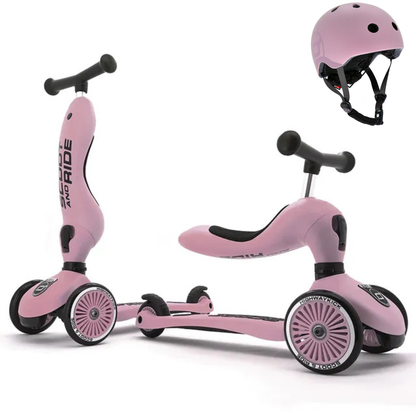 2-in-1 Scooter Highwaykick 1 Rose with Helmet