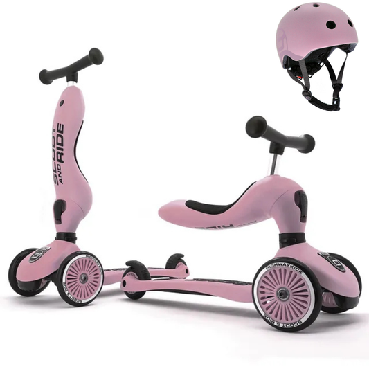 2-in-1 Scooter Highwaykick 1 Rose with Helmet