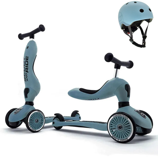 2-in-1 Scooter Highwaykick 1 Steel with Helmet
