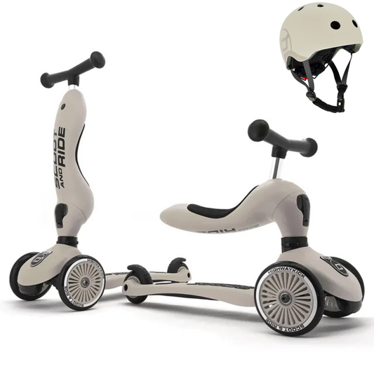 2-in-1 Scooter Highwaykick 1 Ash with Helmet