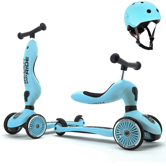 2-in-1 Scooter Highwaykick 1 Blueberry with Helmet