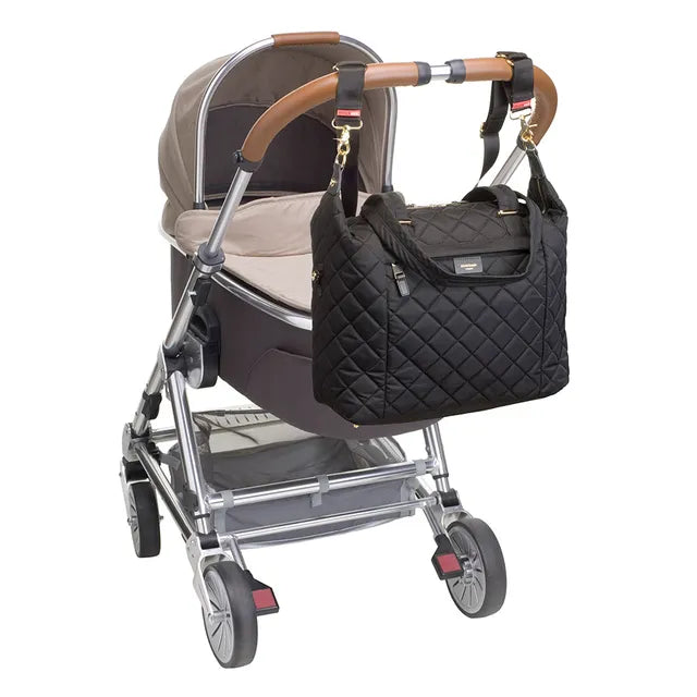Stevie Quilted Diaper Bag - Black