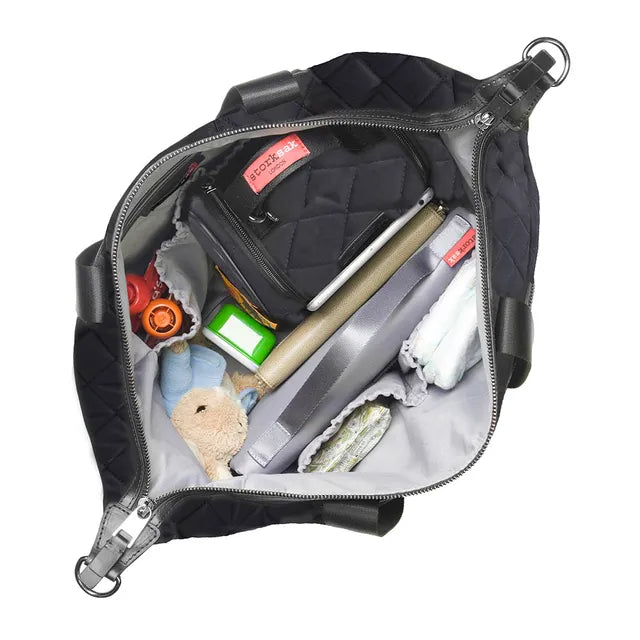 Stevie Quilted Diaper Bag - Black