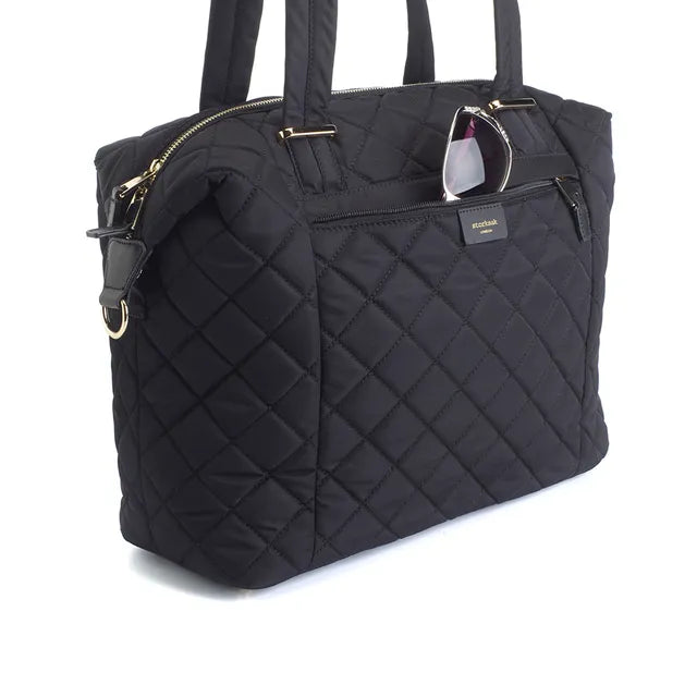 Stevie Quilted Diaper Bag - Black