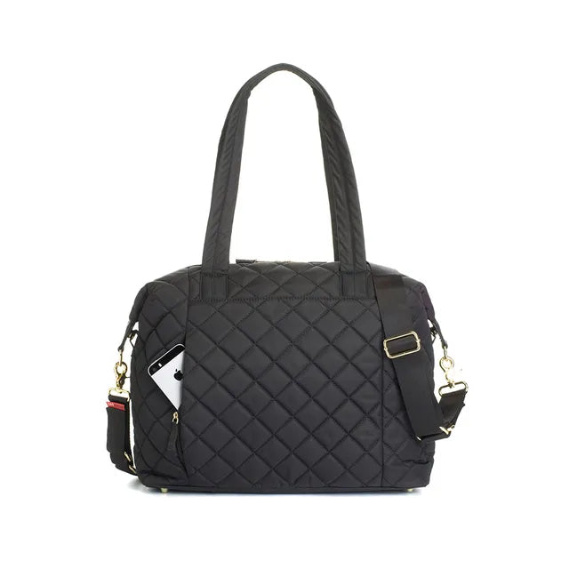 Stevie Quilted Diaper Bag - Black