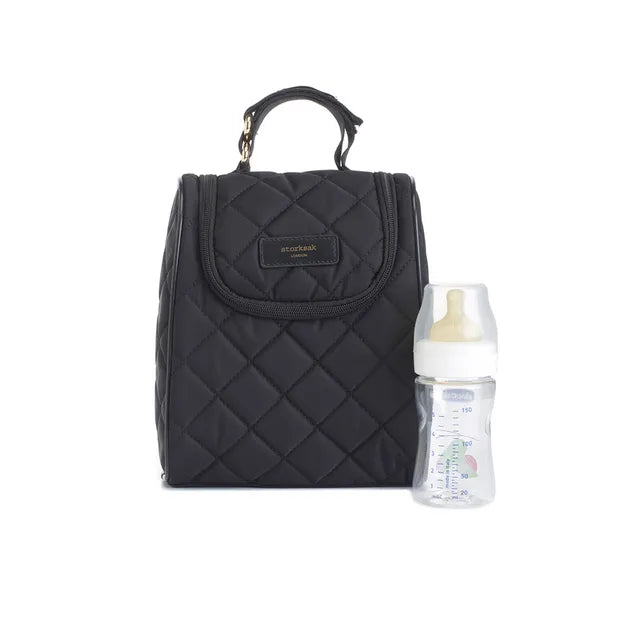 Stevie Quilted Diaper Bag - Black