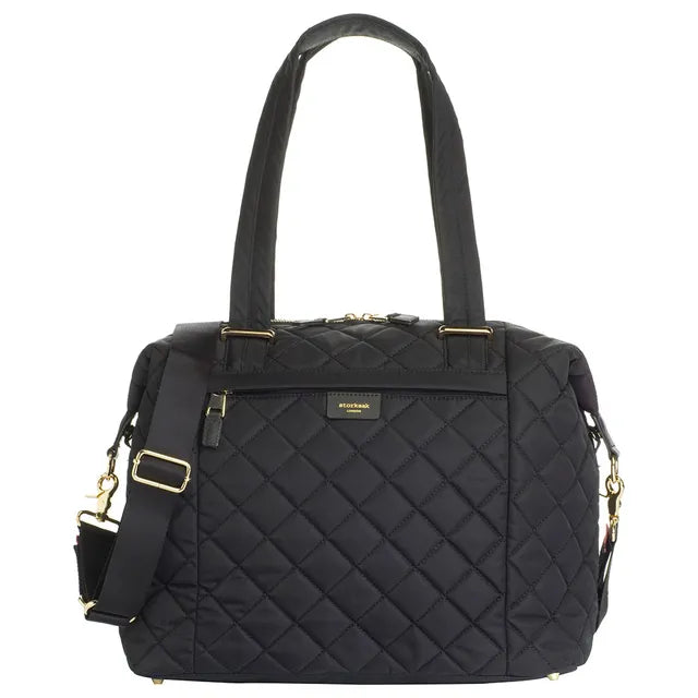 Stevie Quilted Diaper Bag - Black