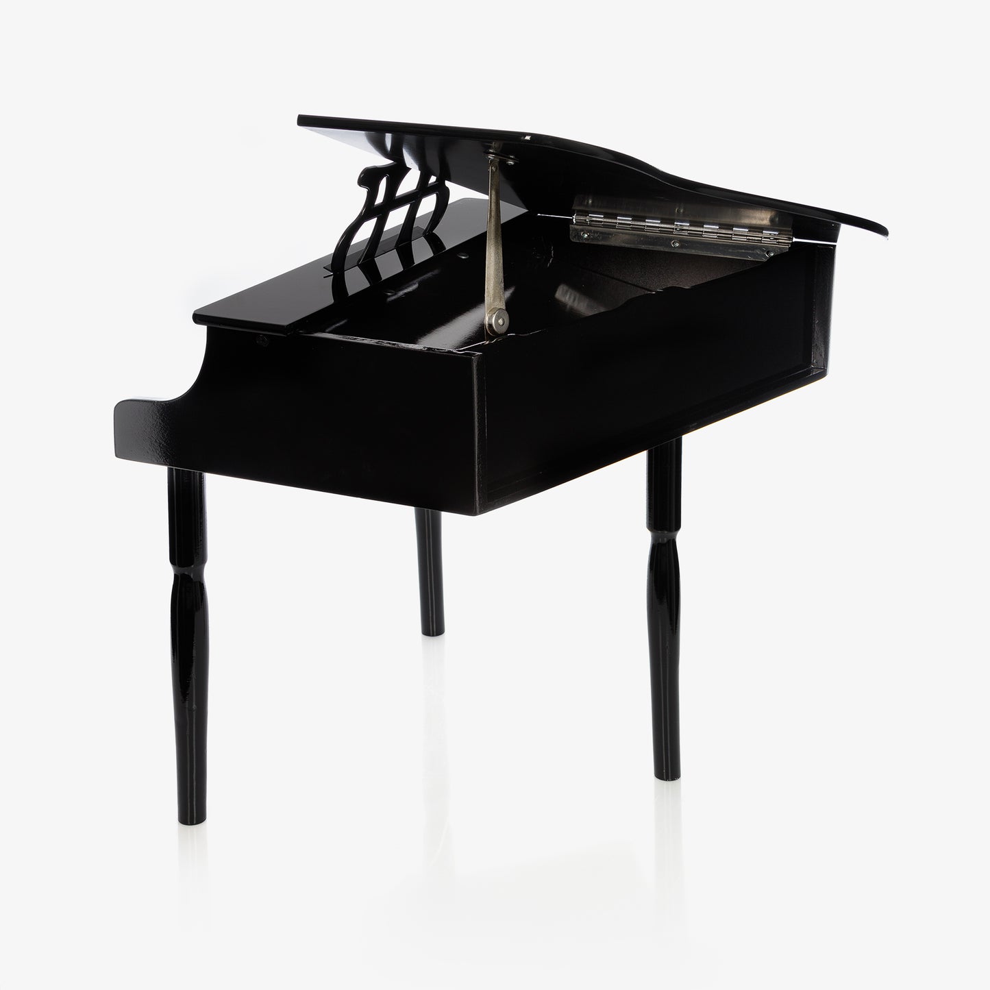 Black Grand Piano with 30 Keys and Sheet Music