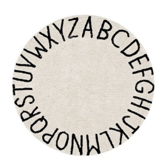 Washable Rug Round ABC Natural