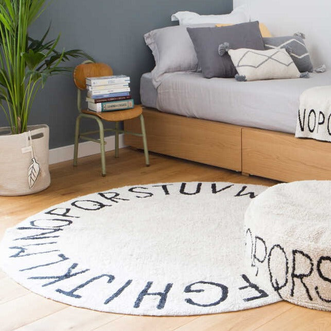 Washable Rug Round ABC Natural