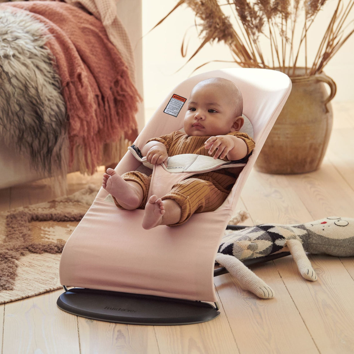 Bouncer Balance Soft - Light Pink/Grey, Cotton Jersey