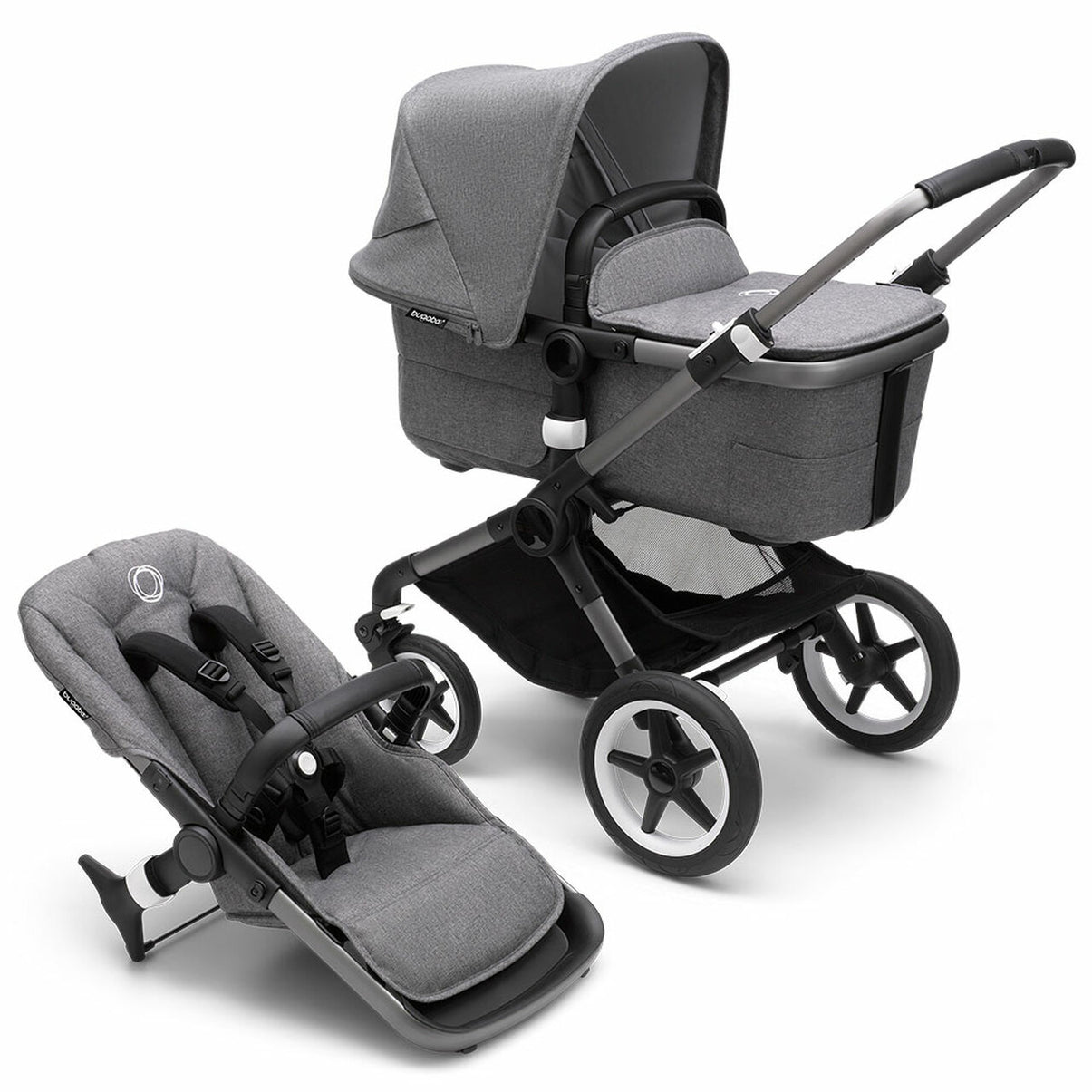 Bugaboo - Fox3 Complete Stroller in Graphite/Grey Melange-Grey Melange