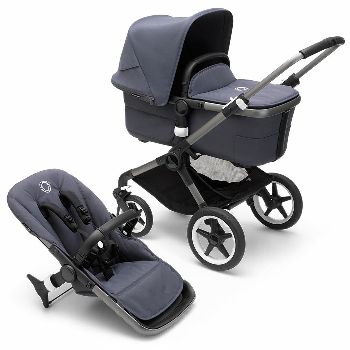 Bugaboo - Fox3 Complete Stroller in Graphite/Stormy Blue-Stormy Blue
