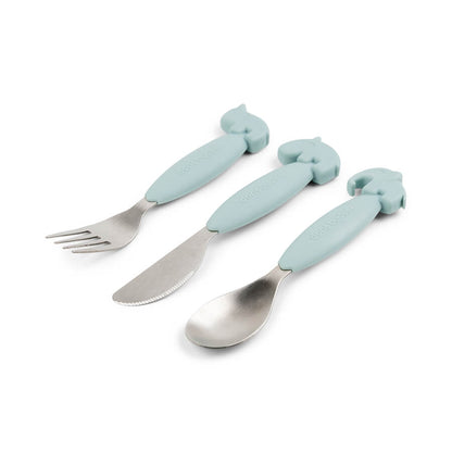 أدوات المائدة سهلة القبضة مجموعة الغزال الأصدقاء -اللون الخيار: الأزرق والرمادي
