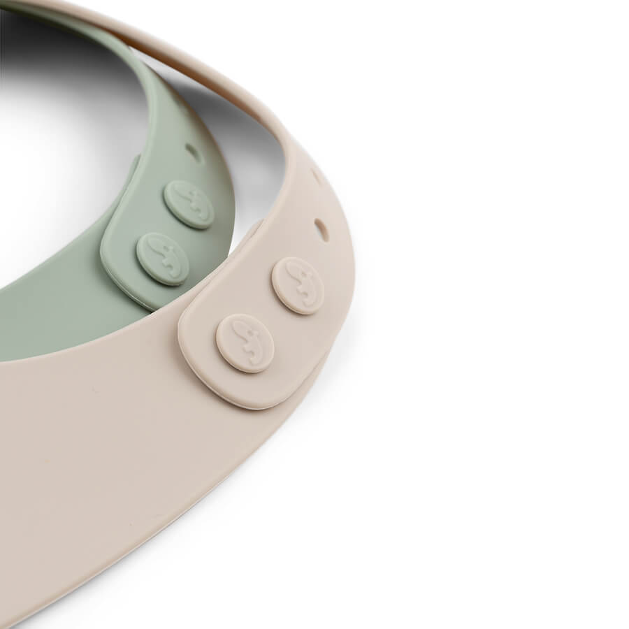 Silicone bib 2-pack Lalee Sand/Green