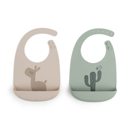 Silicone bib 2-pack Lalee Sand/Green