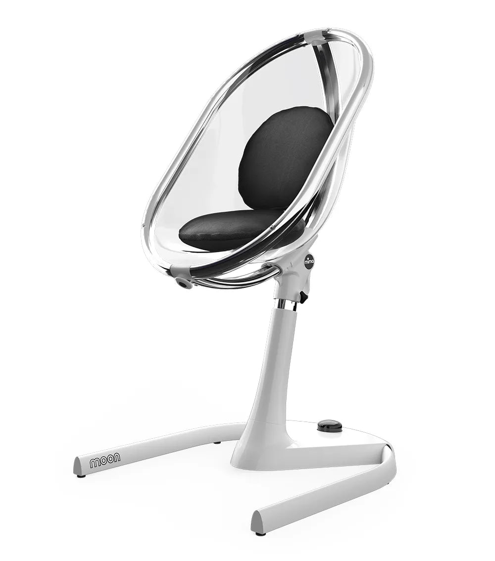 Mima Moon Full Set (Highchair + Seat Pad + Cushion Set + Footrest) - Black - White Frame